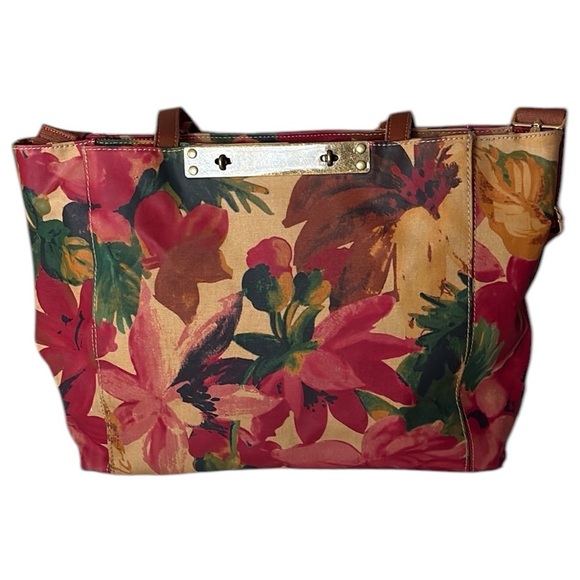 Patricia Nash Silvi Travel Tote Patina Coated Canvas Spring Multi print - Picture 2 of 16